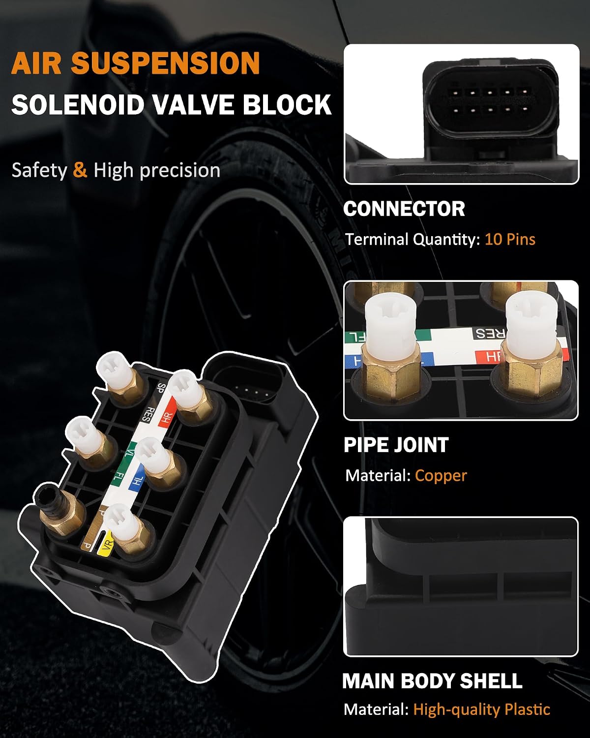 Air Suspension Solenoid Valve Block Compatible with Mercedes-Benz CL550 GL320 GL350 GL450 GL550 GLE400 GLE500 ML250 ML320 ML350 S350 S400 S550 S600 S63 S65 AMG Replace# 2123200358