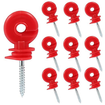 10Pcs Red Electric Fence Insulator, 91mm3.58 inch Screw-in Electric Fence Insulator Tool for Ranch Agricultural Fencing