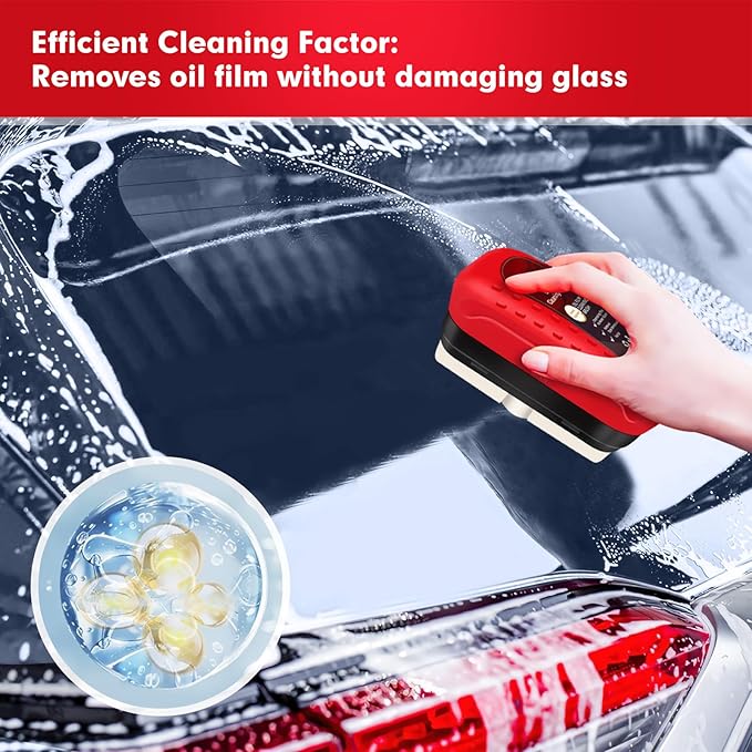 Automotive Oil Film Cleaning Brush, Car Glass Oil Film Cleaner, Anti-Rain Fog Car Glass Cleaner, Car Windshield Cleaner for Improved Clarity and Visibility (1Pack)