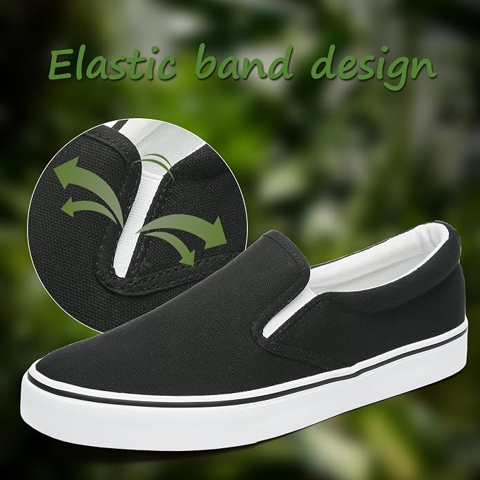 Size 44EU Deal: yageyan Mens Slip on Sneakers Loafers Shoes Canvas Casual Fashion Shoes | Black Comfortable Shoes Breathable Canvas White Casual Fashion Shoes