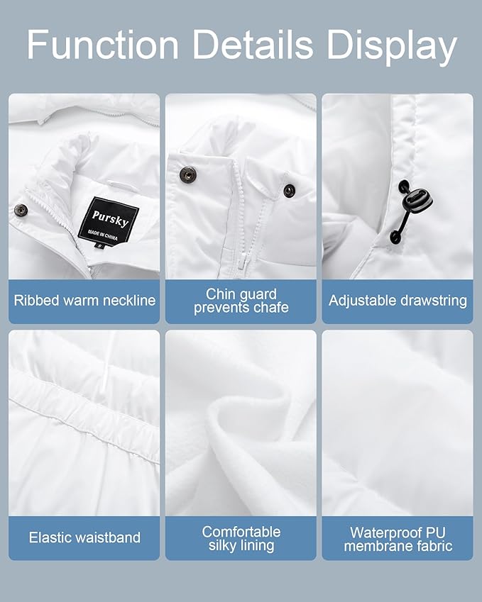 Pursky Women's Warm Winter Thicken Coat Waterproof Cropped Jackets Parka With Removable Hood