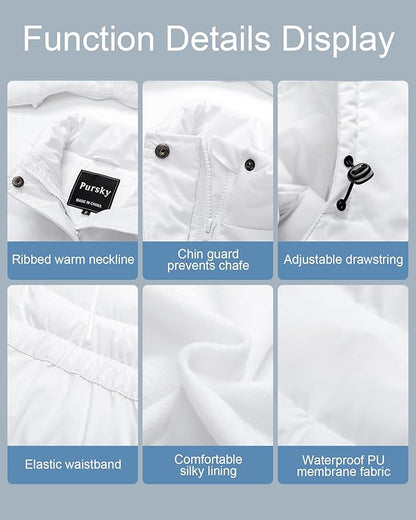 Pursky Women's Warm Winter Thicken Coat Waterproof Cropped Jackets Parka With Removable Hood