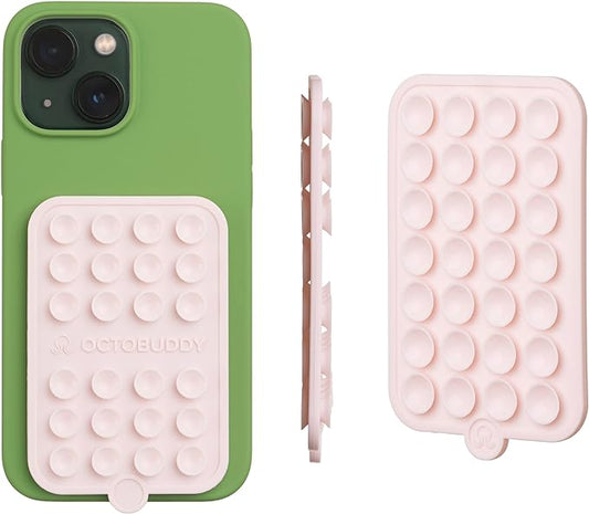 Silicone Double-Sided Suction Phone Case Detachable Mount - Hands-Free, Strong Grip Holder for Selfies  Videos - iPhone  Android Compatible - 2.5A x 3.75A, Chalk Pink