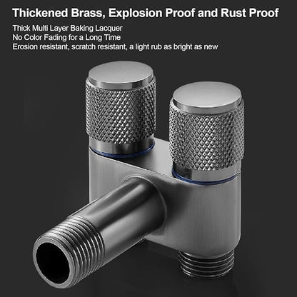 LiebeWH 1 In 2 Out Dual Control Valve G1/2in Male Thread Angle Stop Valve Toilet Bidet Sprayer Faucet Accessories for Washing Machine
