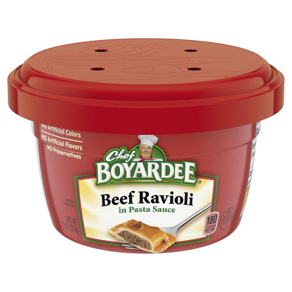 Chef Boyardee Beef Ravioli in Pasta Sauce, Microwave Food, 7.5 OZ Microwaveable Bowl (12 Bowls)