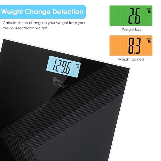 Himaly Digital Body Weight Scale, USB Rechargeable Bathroom Scale with Step-On Technology, Rear Light Display, Digital Weight Scale, 400 lbs Capacity396.8 lbs, Tempered Glass