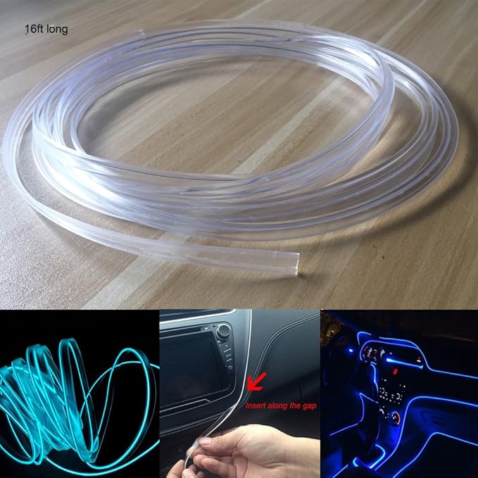 3.0mm Plastic Skirt Side Glow Optic Fiber Cable Car Light Decor (Length:5meters16ft)