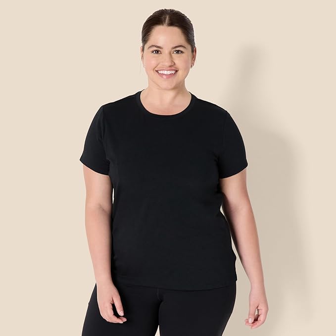 Essentials Women's Active Soft Cotton Regular Fit Crewneck Short Sleeve Lightweight Yoga Workout T-Shirt