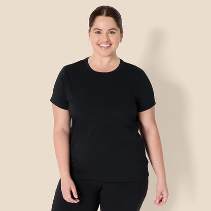 Essentials Women's Active Soft Cotton Regular Fit Crewneck Short Sleeve Lightweight Yoga Workout T-Shirt
