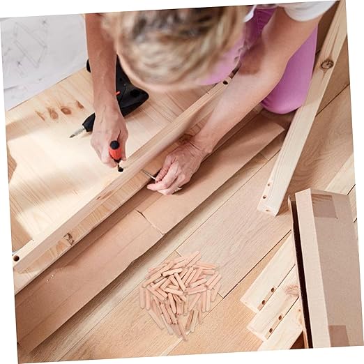 Wooden Dowel Set 6x30mm for Woodworking Projects Craft Connectors Smooth Surface