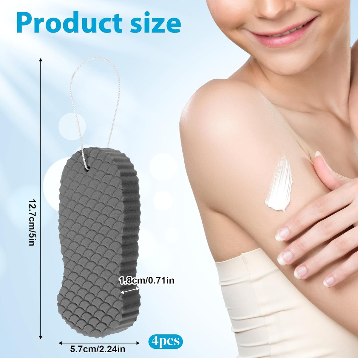 Exfoliating Bath Sponge, 3 Pcs Soft Exfoliating Bath Sponges Set Gentle Dead Skin Remover Reusable Exfoliate Body Scrubber for Adults Women Men Skin Friendly