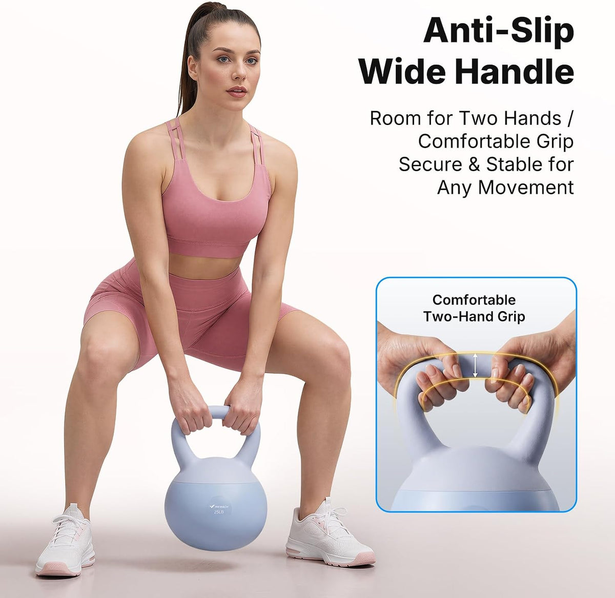 MERACH Soft Kettlebells 25lb, Strength Training Kettlebell with Wide Non-Slip Handle, Sea and Iron Sand Filled Kettle Bell with Soft-Sided Cushioned Base for Home Workouts, Ideal for Men, Women(25lb Blue)