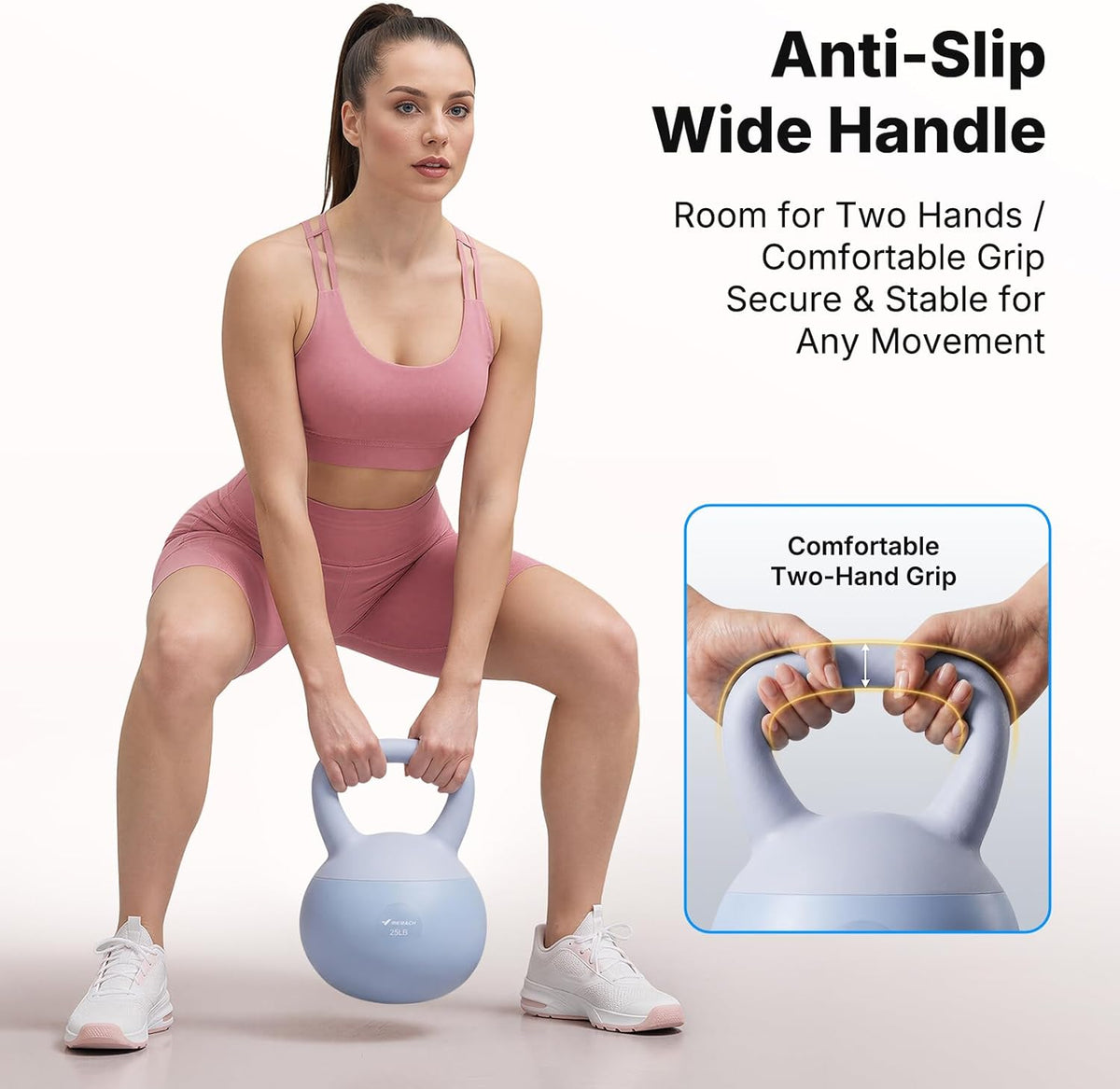 MERACH Soft Kettlebells 25 LB Shock-Absorbing Cushioned Base Anti-Slip Safe Strength Training Kettle Bells for Women Home Gym, Wide Non-Slip Handle, Sea and Iron Sand Filled, Purple/Lavender 25LB (Product is more light purple than appears in picture)
