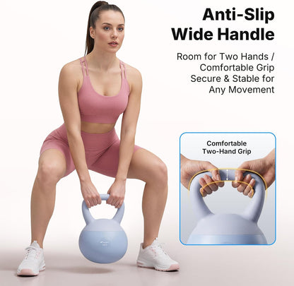MERACH Soft Kettlebells 25 LB Shock-Absorbing Cushioned Base Anti-Slip Safe Strength Training Kettle Bells for Women Home Gym, Wide Non-Slip Handle, Sea and Iron Sand Filled, Purple/Lavender 25LB (Product is more light purple than appears in picture)