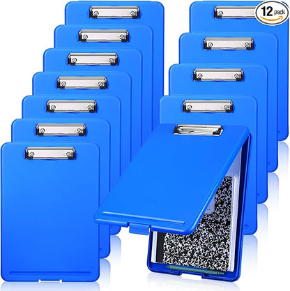 Ireer 6 Pcs Plastic Clipboard with Storage Heavy Duty Portable Writing Boards for 150 Sheet A4 Paper with Pen Holder Large Capacity Clipboards for Nurse Teacher Student Classroom Office(Blue)