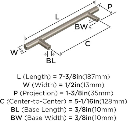 Amerock  Cabinet Pull  Sterling Nickel  5-116 inch (128 mm) Center to Center  Bar Pulls  1 Pack  Drawer Pull  Drawer Handle  Cabinet Hardware
