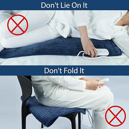 Comfytemp Heating Pad for Back Pain Relief - FSA HSA Eligible Extra Large Heating Pad XXL, Birthday Gifts for Women Mom Her Wife, 17''x 33'' King Size Electric Heating Pad for Period Cramps (Blue)