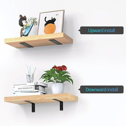 L Floating Shelf Brackets,4 Pack Heavy Duty L Brackets for Shelves, L 6" X H 4" Black Metal Countertop Support Brackets,Wall Mounting for Wood