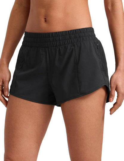 XXL, CRZ YOGA Low Waisted Running Shorts for Women 2.5" - Mesh Liner Quick Dry for Workout Sport Athletic with Zipper Pocket Black XXL
