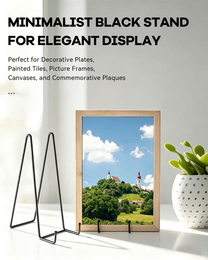 HONGYUTAI 1Pack 4.5 Inch Plate Stands for Display Picture Stand - 4.5 Inch Vinyl Table Top Display, Metal Frame Holders Decorative Plate for Book , Picture, Photo and Platter, Tabletop Art, Black