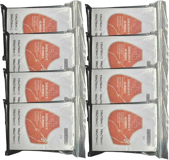 8-Pack Emergency Mylar Blankets, Reflective Space Blanket Survival Kit for Hiking, Camping, Outdoors  First Aid, 84" L x 52 W