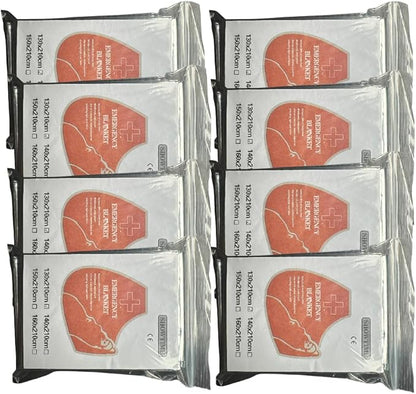 8-Pack Emergency Mylar Blankets, Reflective Space Blanket Survival Kit for Hiking, Camping, Outdoors  First Aid, 84" L x 52 W