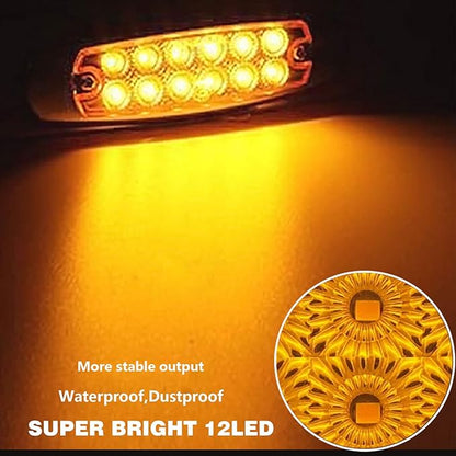 4Pcs 6.4in Front Rear Amber LED Side Marker Lights,Waterproof 12V Chrome Bezel Trailer Marker Lights,Turn Signal Light,Clearence Light Tail Light for Truck ATV SUV RV Camper UTV