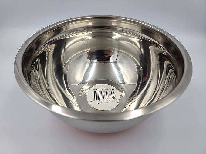 Professional Grade 2.7 Quart Stainless Steel Mixing Bowl With Grip Bottom  Orange