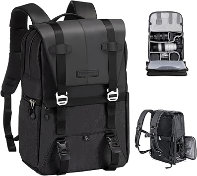 KF Concept Camera Backpack, Camera Bags for Photographers Dslr Cameras Compatible for Canon Nikon Sony DJI Mavic Drone, 20L Large Capacity Bag Cover 15.6 Inch Laptop Camera Cases with Raincover
