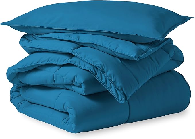 Bare Home Comforter Set - TwinTwin Extra Long Size - Ultra-Soft - Goose Down Alternative - Premium 1800 Series - All Season Warmth (TwinTwin XL, Medium Blue)