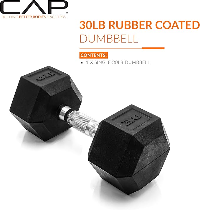 CAP Barbell Coated Hex Dumbbell Weight | Multiple Options (30 lbs)