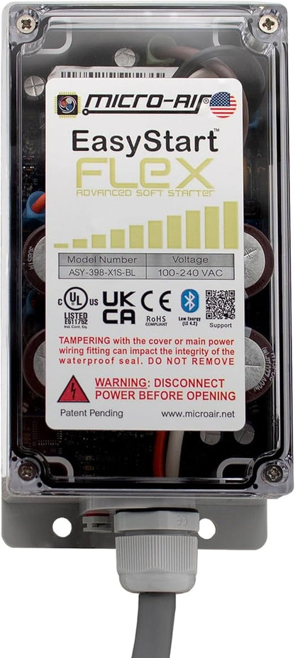 MICRO-AIR EasyStart FLEX 398 - Bluetooth Soft Start Kit for Home Air Conditioner, RV  Commercial Use, Works with Generators, Reduces Power Surge, Efficient Start-Up - Up to 6 Tons