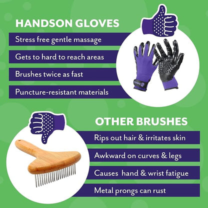 Pet Grooming Gloves - Patented #1 Ranked, Award Winning Shedding, Bathing, & Hair Remover Gloves - Gentle Brush for Cats, Dogs, and Horses (Grey, M)