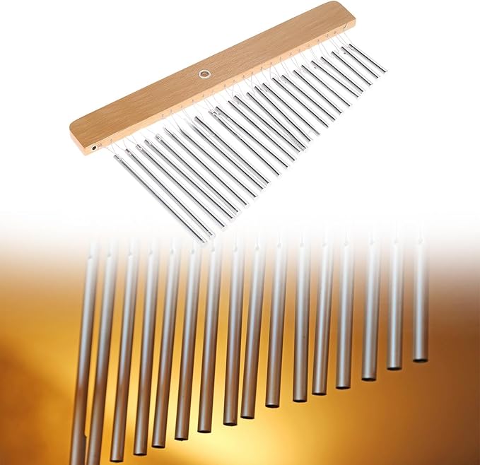 Luwecf 25 Note Single Row Wind Chimes Hand Chimes Music Educational Early Learning, Silver https://a.co/d/66AOITz