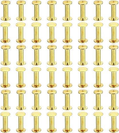 PATIKIL 50 Sets Chicago Screws, M5x18mm Chicago Screws Phillips Binding Post Screw Bolts Leather Rivets Brass Fasteners Connectors Steel for Leather Belt Scrapbook Photo Albums, Golden