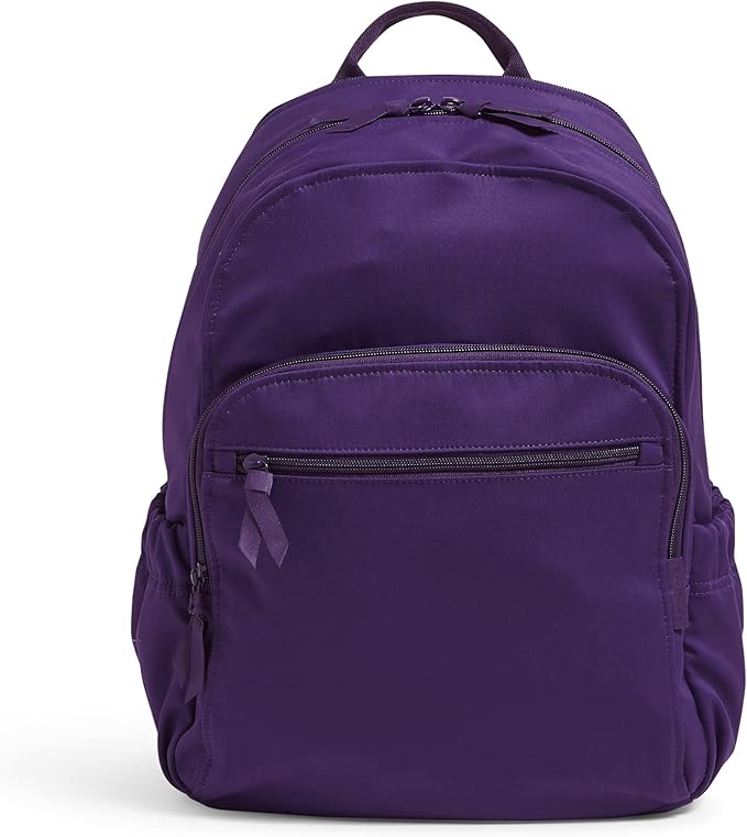 Vera Bradley Women's Cotton Campus Backpack, Elderberry - Recycled Cotton, One Size