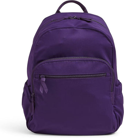 Vera Bradley Women's Cotton Campus Backpack, Elderberry - Recycled Cotton, One Size