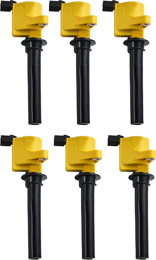 ENA Set of 6 Yellow Ignition Coil Pack 2001-2008 Compatible with Ford Mercury Mazda Tribute Mariner Escape Five Hundred Freestyle Montego Taurus Sable V6 3.0L Replacement for DG500 DG513 FD502