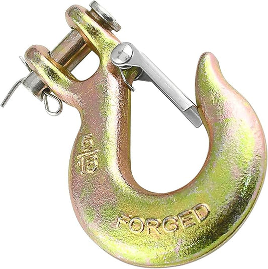 5/16 Heavy Duty Clevis Slip Chain Hook with Safety Latch Grade 70 Forged Steel 14,000 Lbs Capacity, Working with Towing and Chain