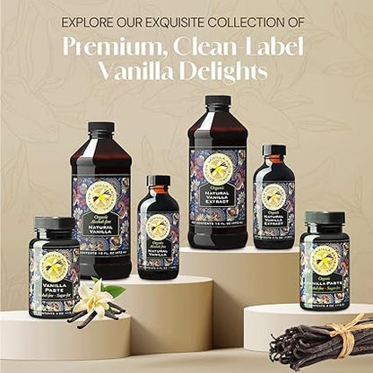 Organic Alcohol-Free Natural Vanilla, Extract For Baking, Sweet Drinks And More, Handcrafted From Madagascar Bourbon Vanilla Pods, Halal Certified, 4 Oz Bottle