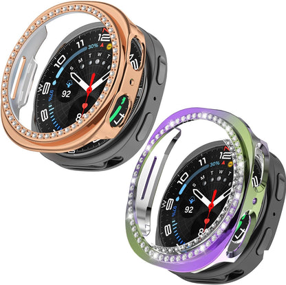 2 Packs for Galaxy Watch 8 Case 40mm, Bling Frame Protective Case Compatible for Samsung Galaxy Watch 8 (2 Packs, Rose Gold/Colorful)