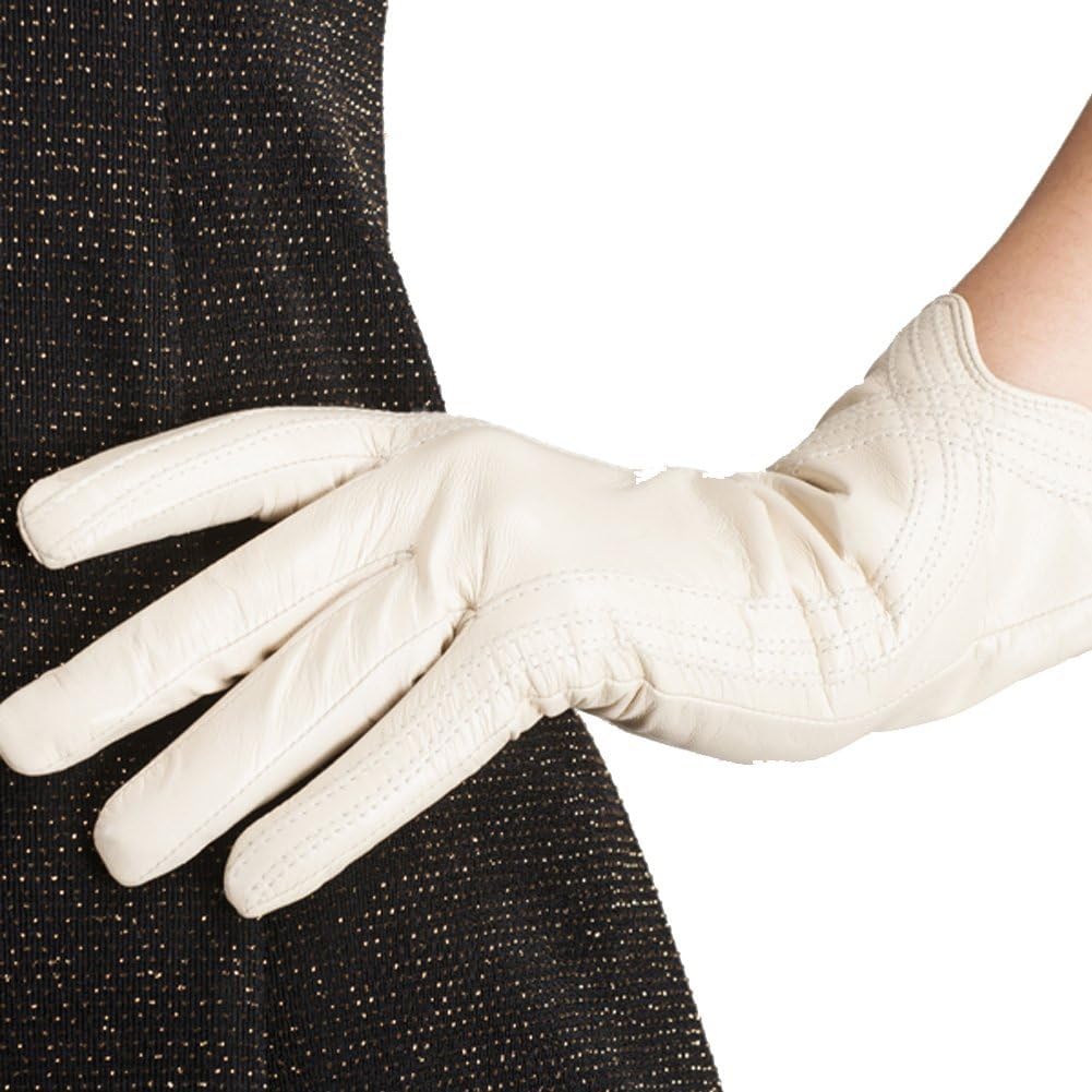 Nappa Leather Gloves Warm Handmade Curve Lambskin for Women
