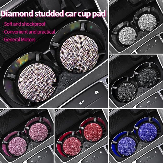 2 Piece Universal Style car Water Cup Shiny Gasket?Bling Creative Auto Car Accessories?Center Console Cup Holder Accessories?Ladies' car Accessories (Red)