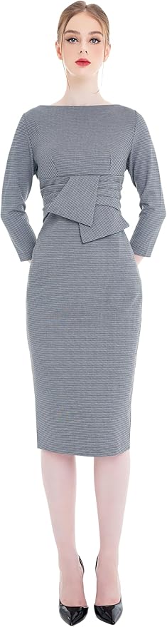 Marycrafts Women's Work Office Business Square Neck Sheath Midi Dress