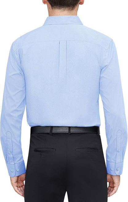 J.VER Men's Dress Shirts Stretch Stain Shield Long Sleeve Solid Formal Shirt Business Casual Button Down Shirts.