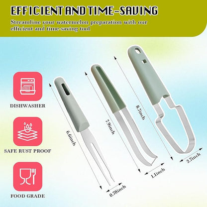 Watermelon cutter, watermelon cutter, 3 in 1 watermelon cutter, stainless steel watermelon paddle cutting tool, melon cutter knife, portability fruit fork for