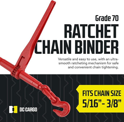 DC Cargo Heavy-Duty Ratcheting Chain Binder 516"-38", Load Binders with 5,400 lbs Working Load Limit - Chain Binders Ratcheting for Secure and Safe Transport (Pack of 4)