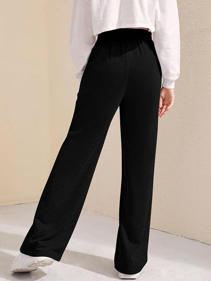 Verdusa Girl's Graphic Embroidery Straight Leg Sweatpants Elastic Waist Joggers with Pockets