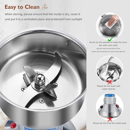 MAGIC MASTER 300g Grain Mill Grinder Electric,High Speed 1500W Commercial Spice Grinder,Safety Stainless Steel Dry Grinder Machine For Flour Wheat Nut Corn Rice Pepper Herbs Coffee Beans,Swing,110V
