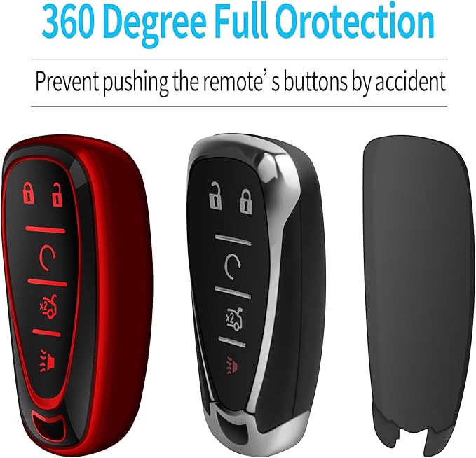 Tukellen for Chevrolet Key Fob Cover Special Soft TPU Key Case Key Shell Compatible with 2016-2024 Chevy Blazer Bolt EV Camaro Cruze Equinox Malibu Sonic Spark Traverse Key Shell (Red, 5 Buttons)